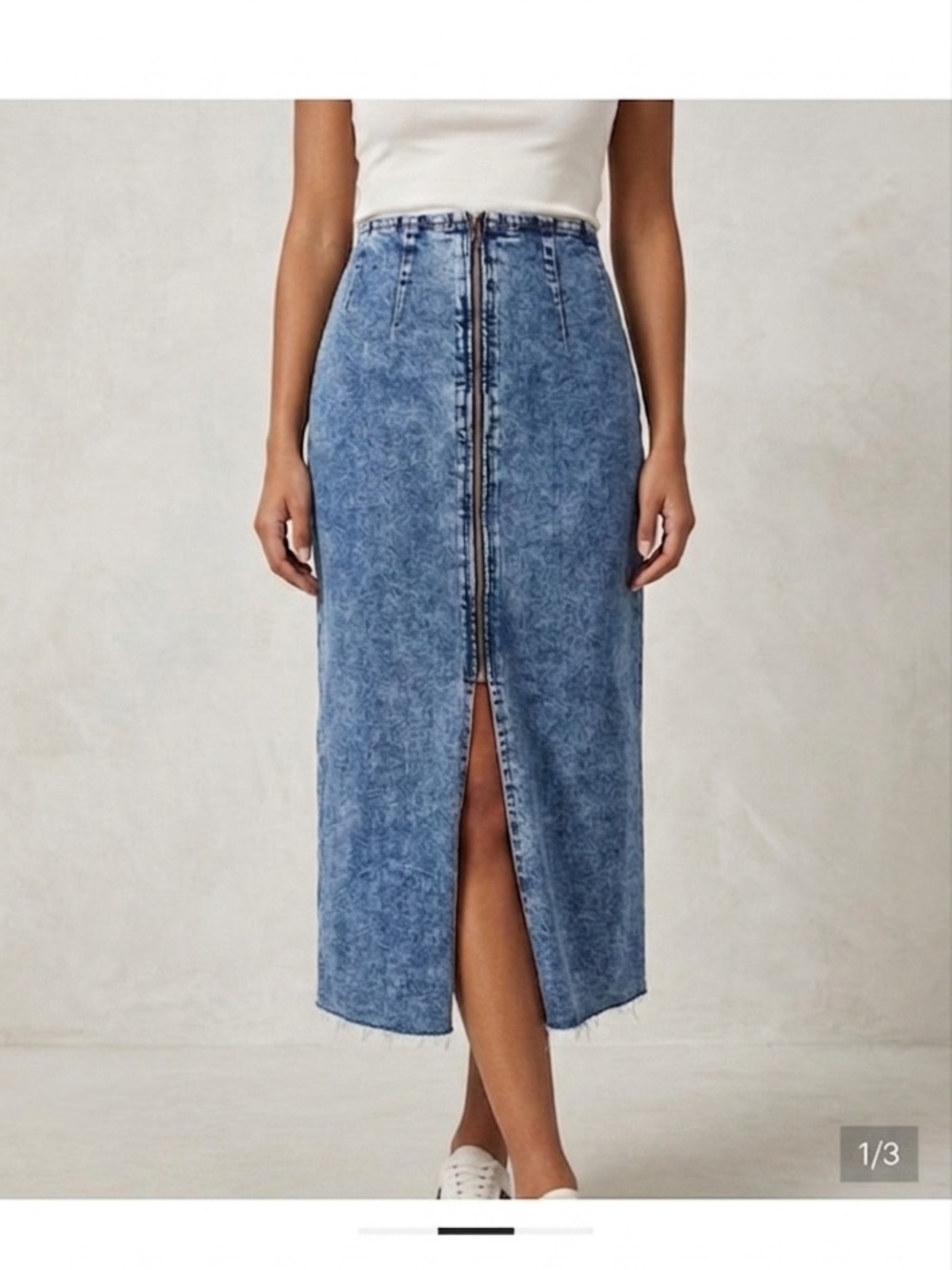 Stradivarius Blue Denim Maxi Skirt